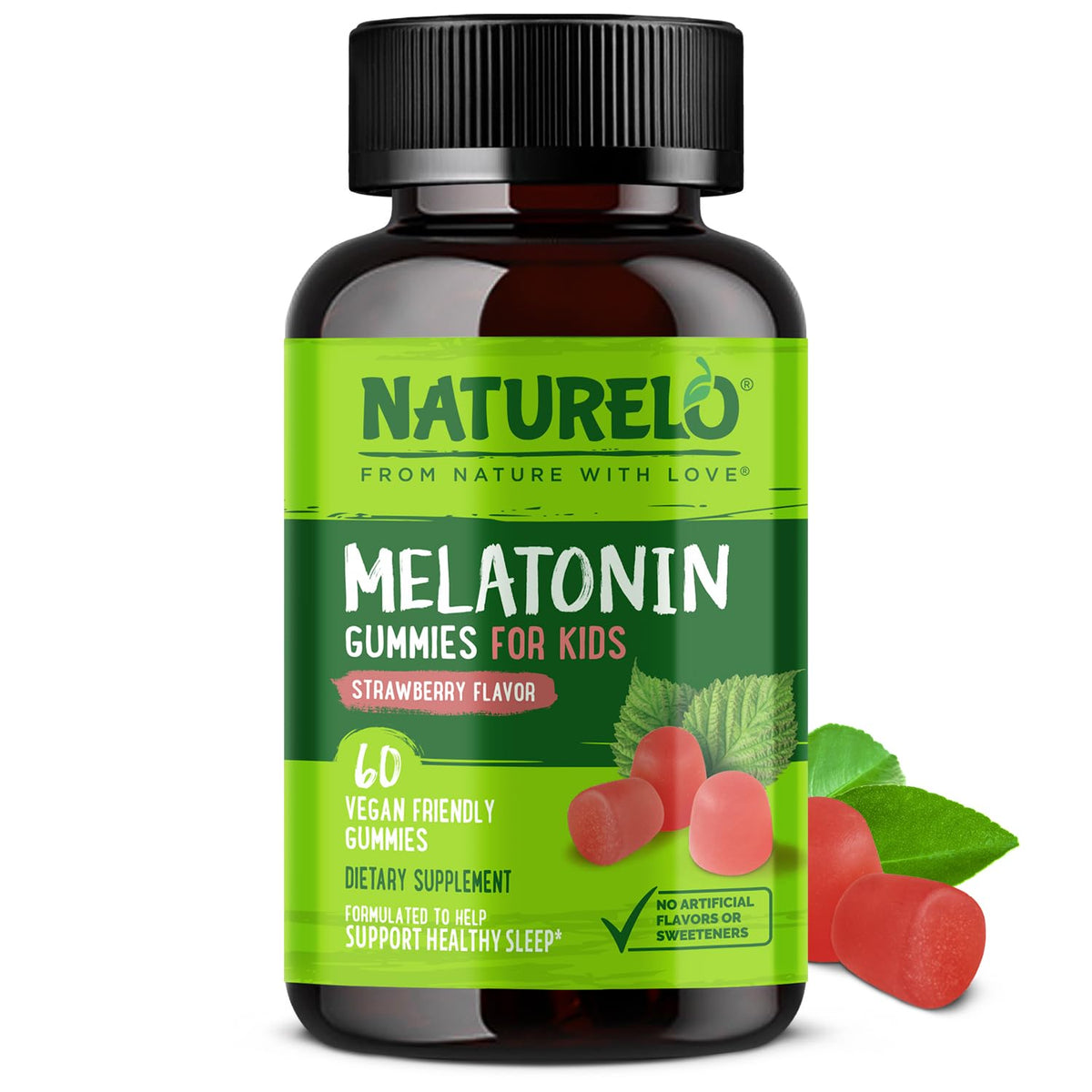 NATURELO Melatonin Sleep Gummies for Kids strawberry flavour front view
