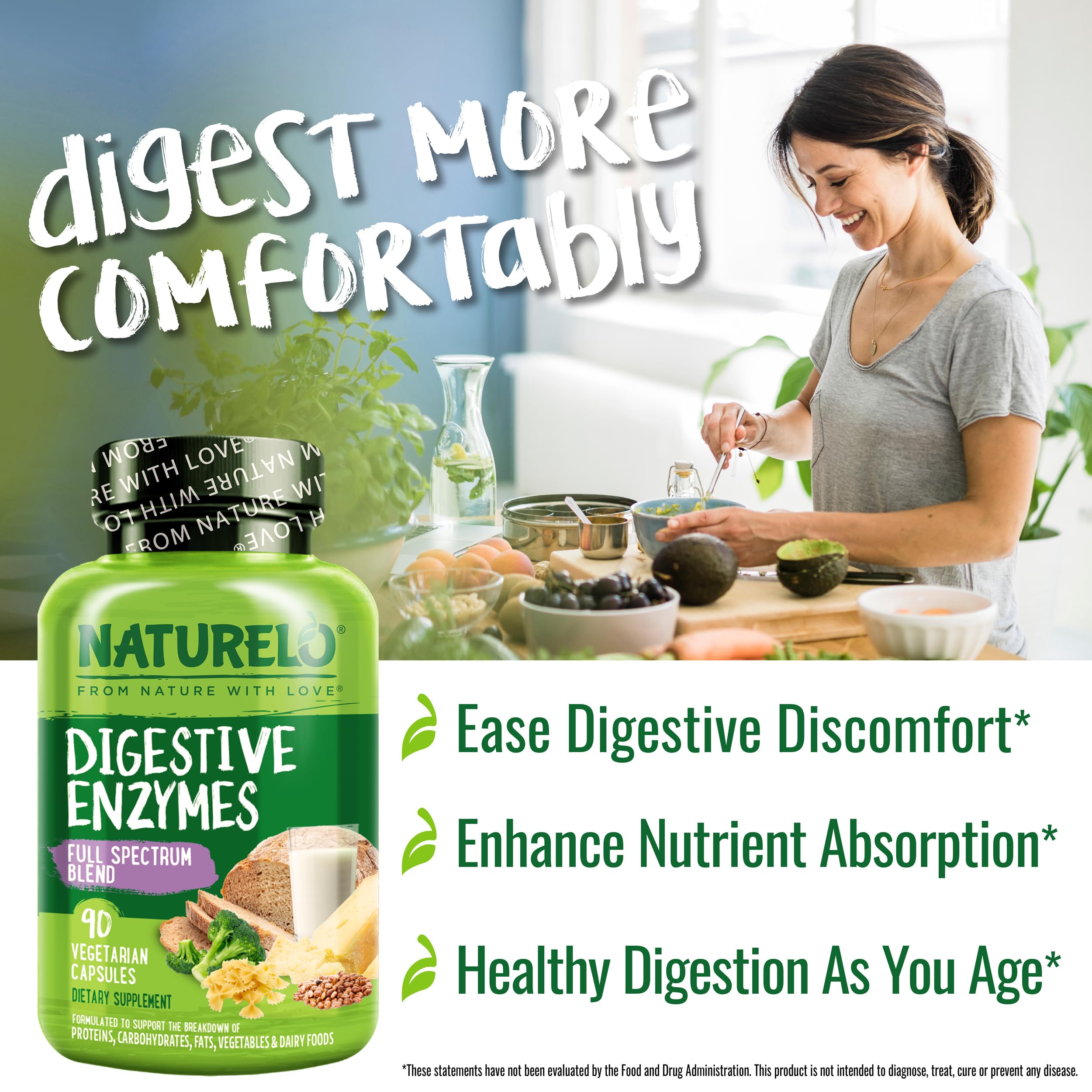 NATURELO Multi-Enzymes 100g on a kitchen counter