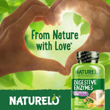 NATURELO Multi-Enzymes 100g with a glass of water