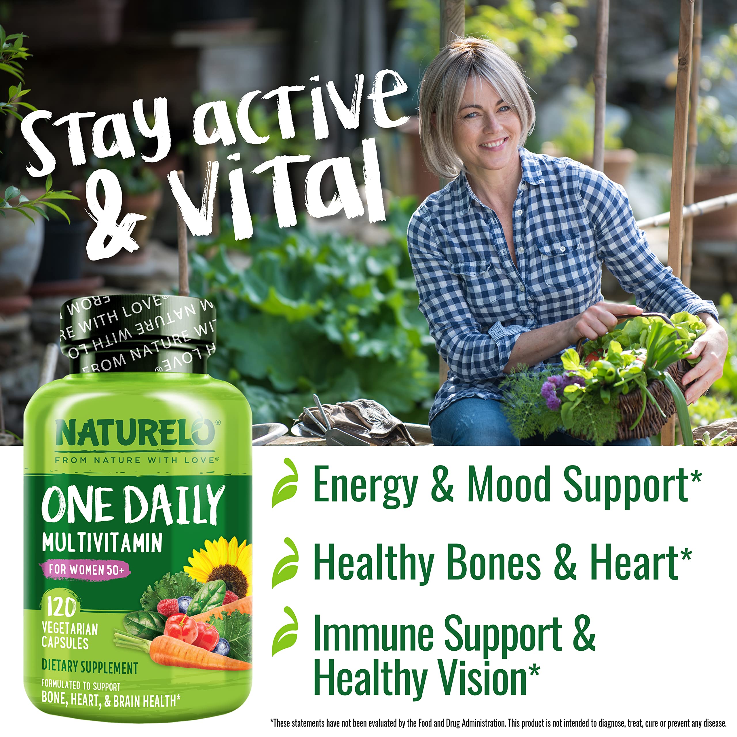NATURELO Multivitamin for Women side view showing label details