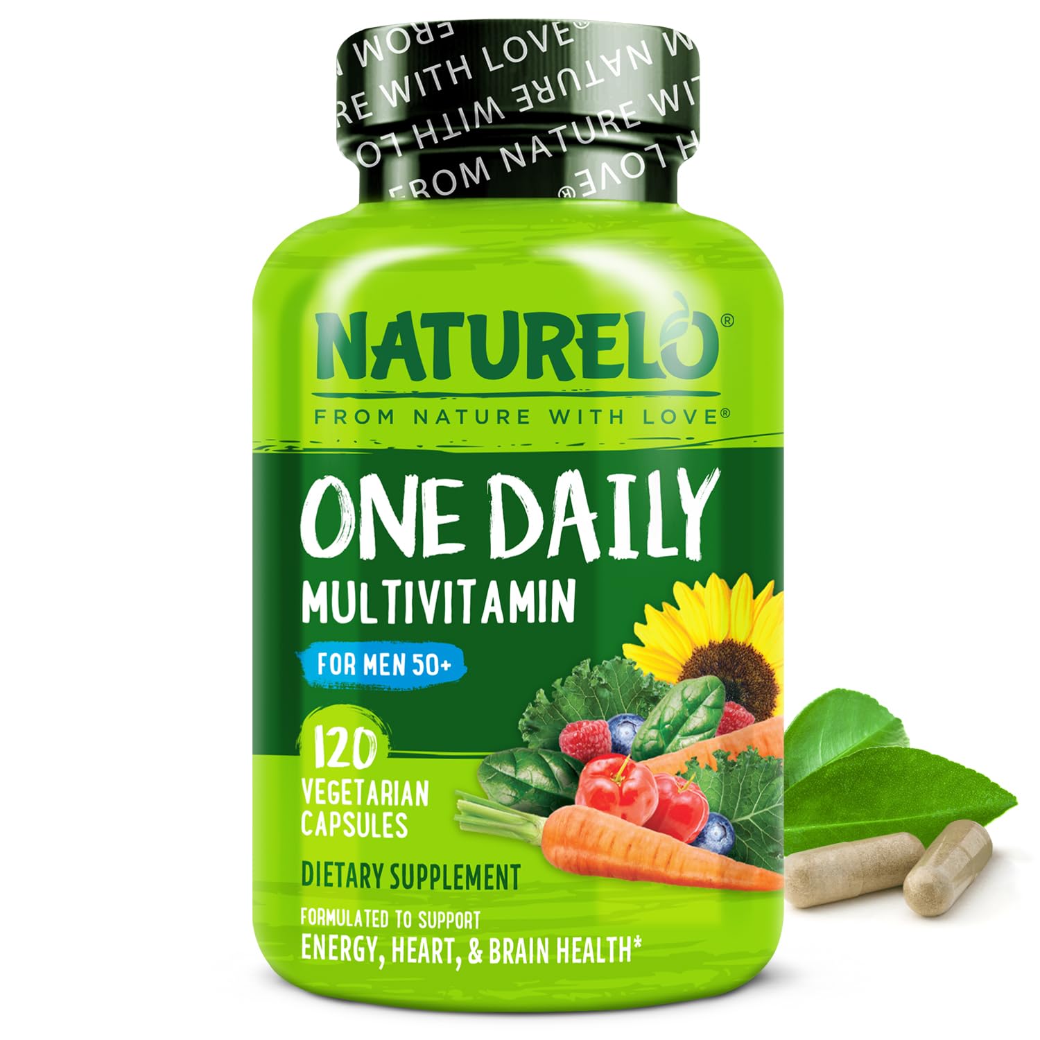 NATURELO Multivitamins for Men front view with label