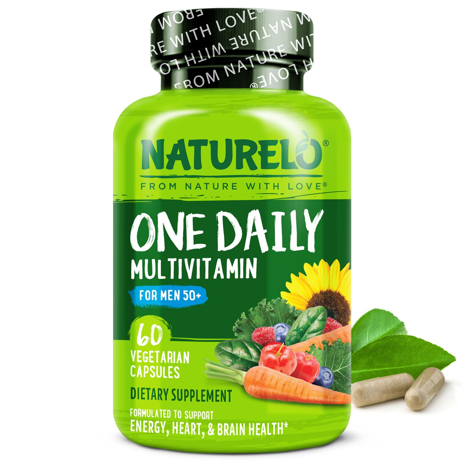 NATURELO Multivitamins for Men front view with packaging