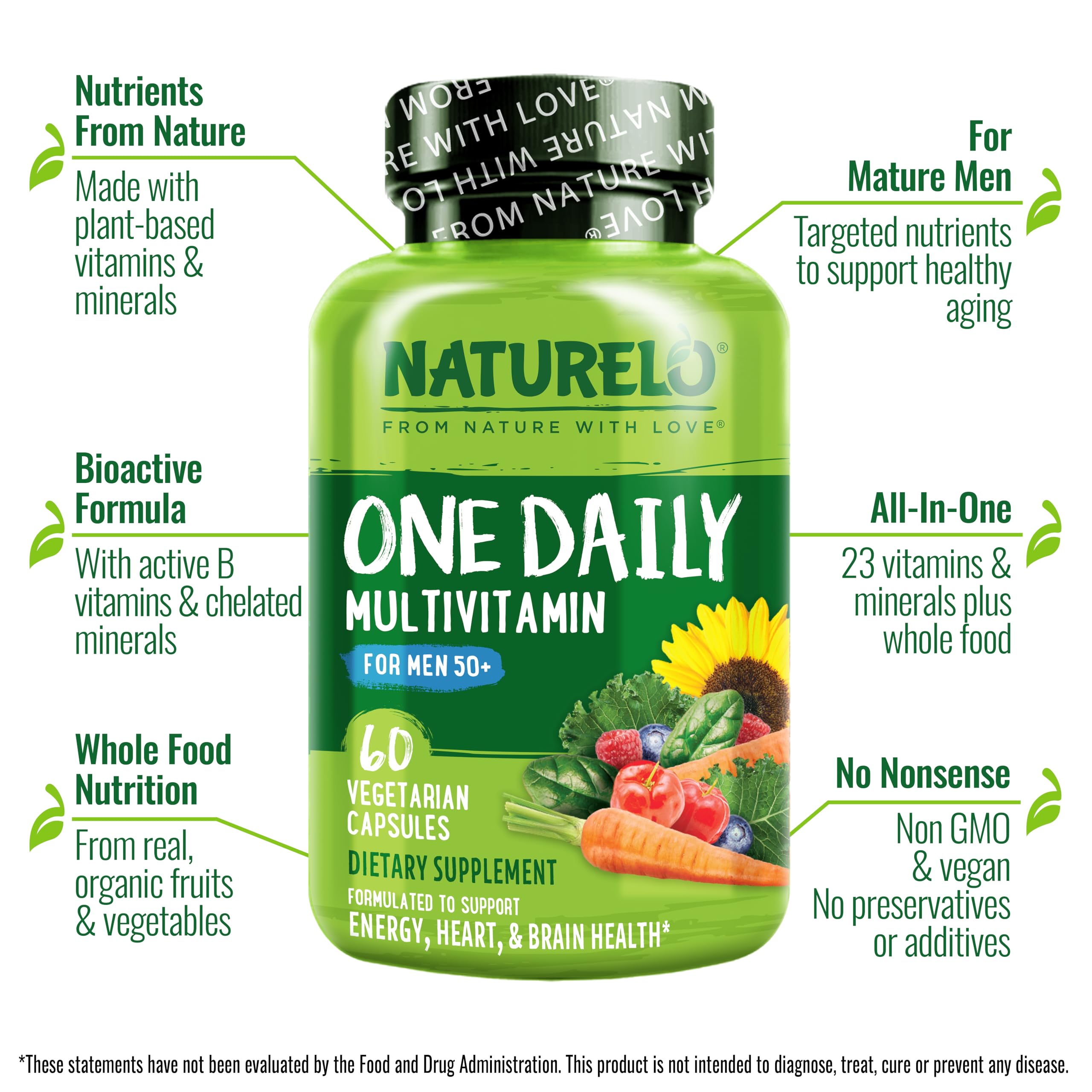NATURELO Multivitamins for Men lifestyle scene on kitchen counter