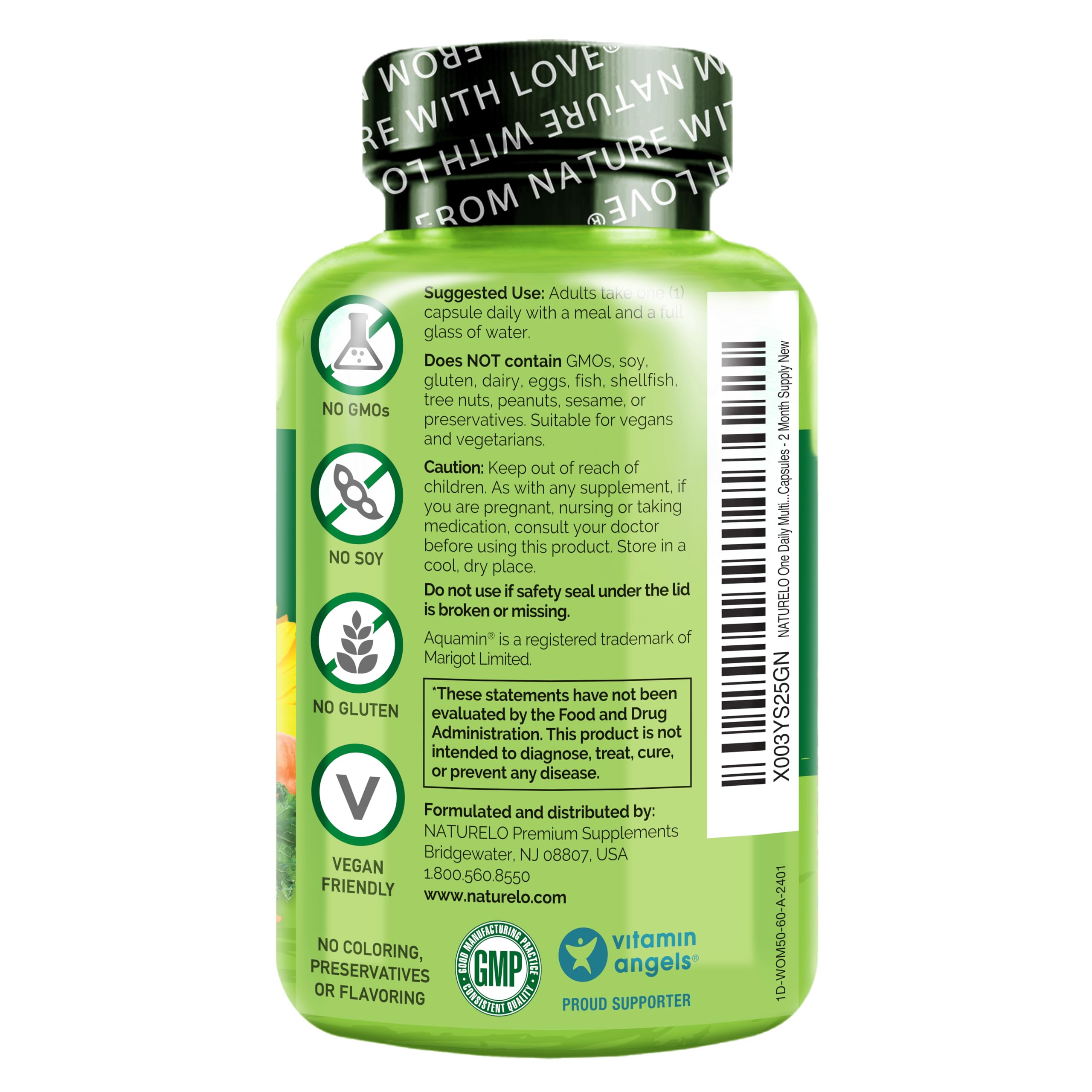 NATURELO Multivitamins for Women bottle with a measuring spoon