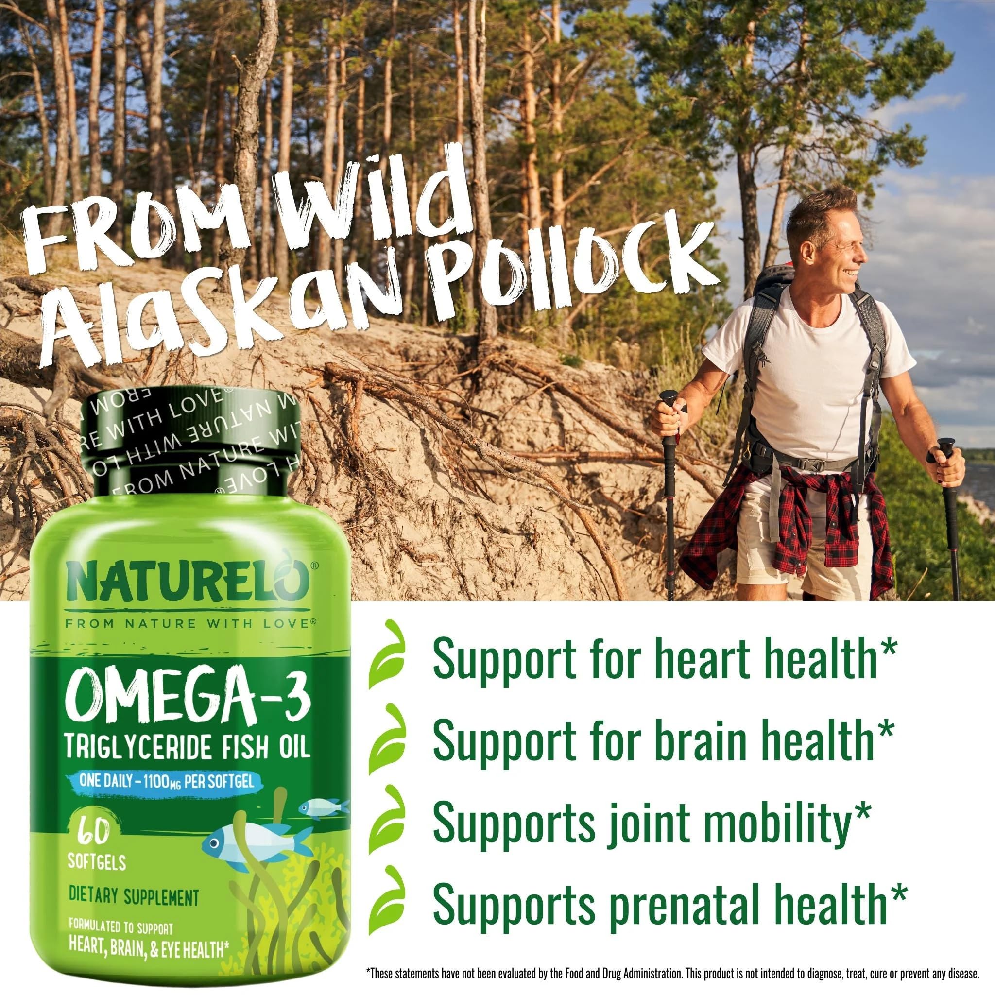 NATURELO Omega-3 Fish Oil Supplements ingredients label