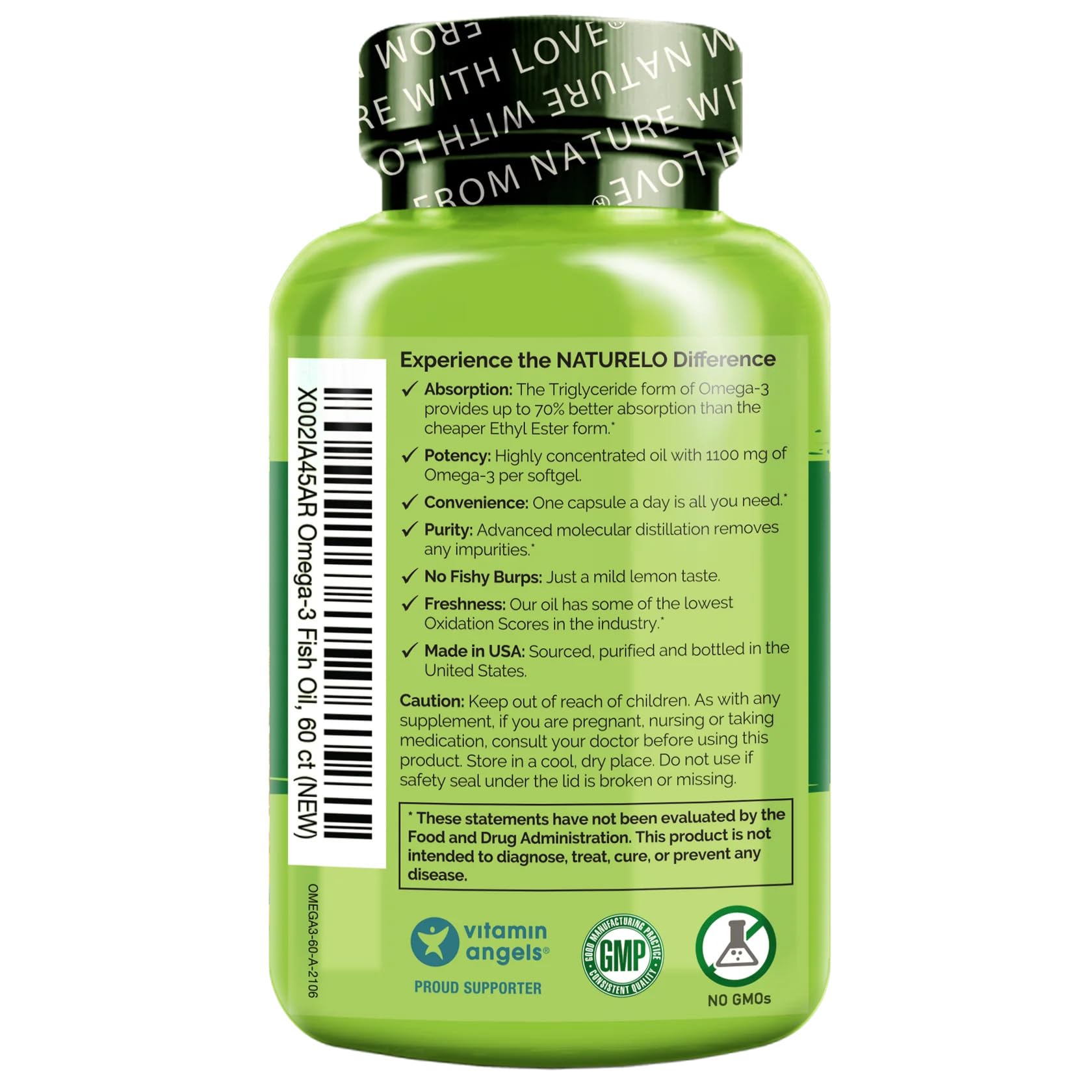 NATURELO Omega-3 Fish Oil Supplements softgel close-up