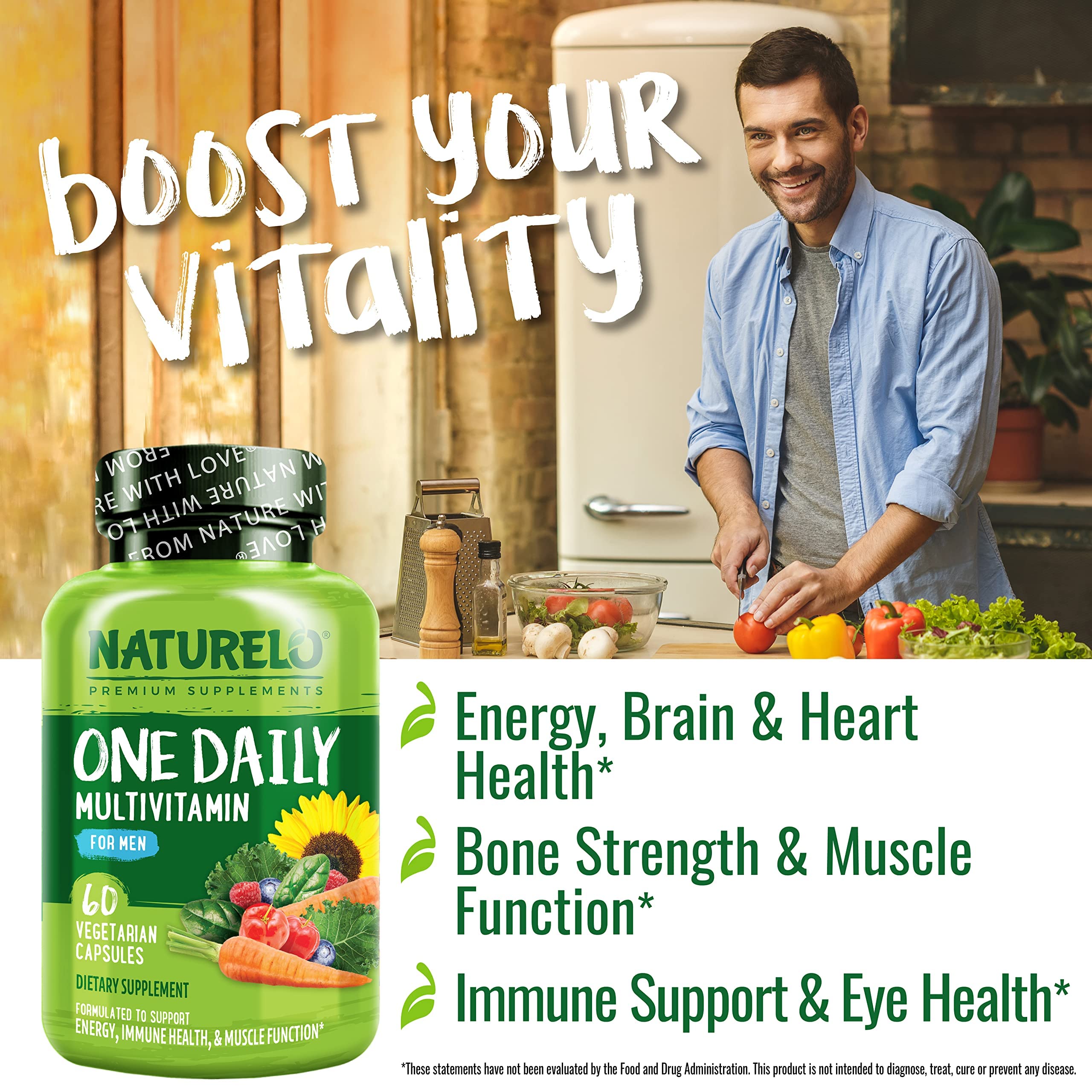 NATURELO One Daily Multivitamin for Men capsule close-up