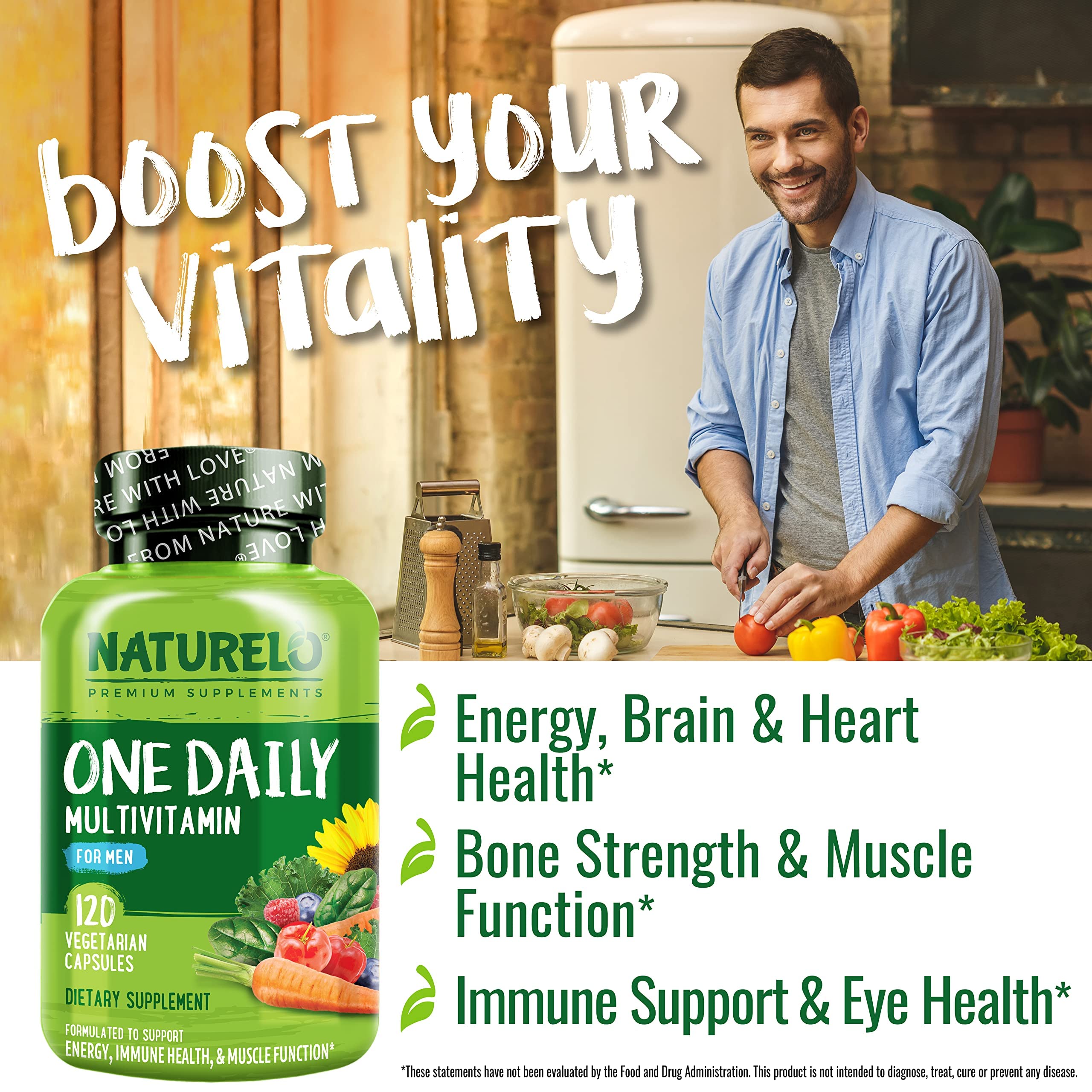 NATURELO One Daily Multivitamin for Men side view