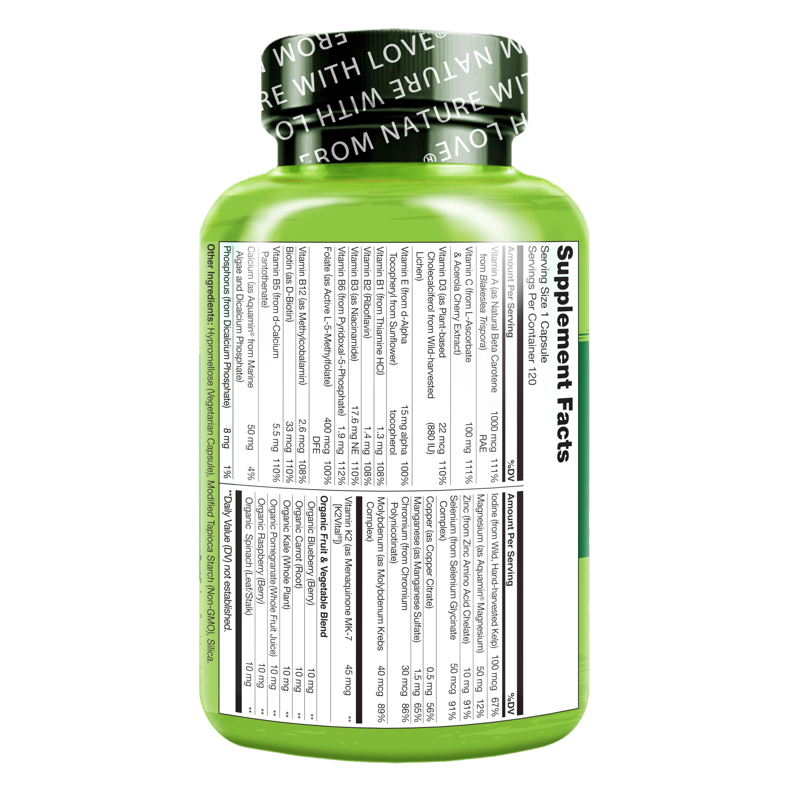 NATURELO One Daily Multivitamin for Men with organic fruits