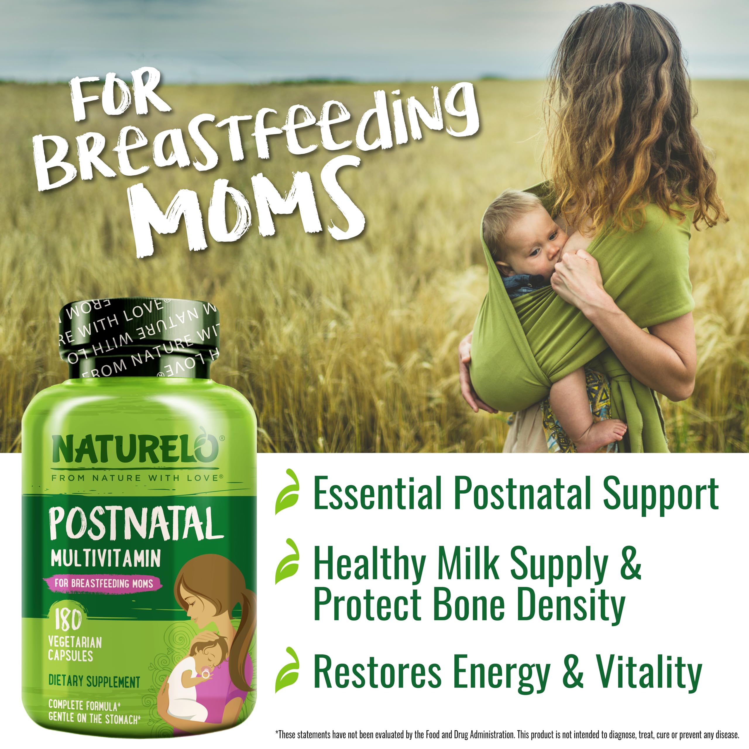 NATURELO Postnatal Multivitamins 216g with herbal ingredients