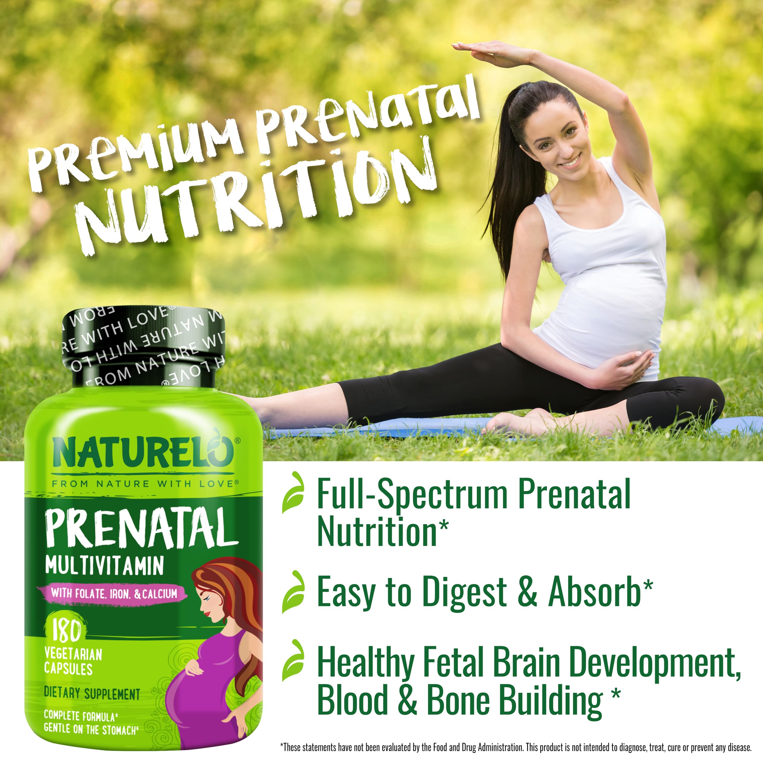 NATURELO Prenatal Vitamins 216g capsule close-up