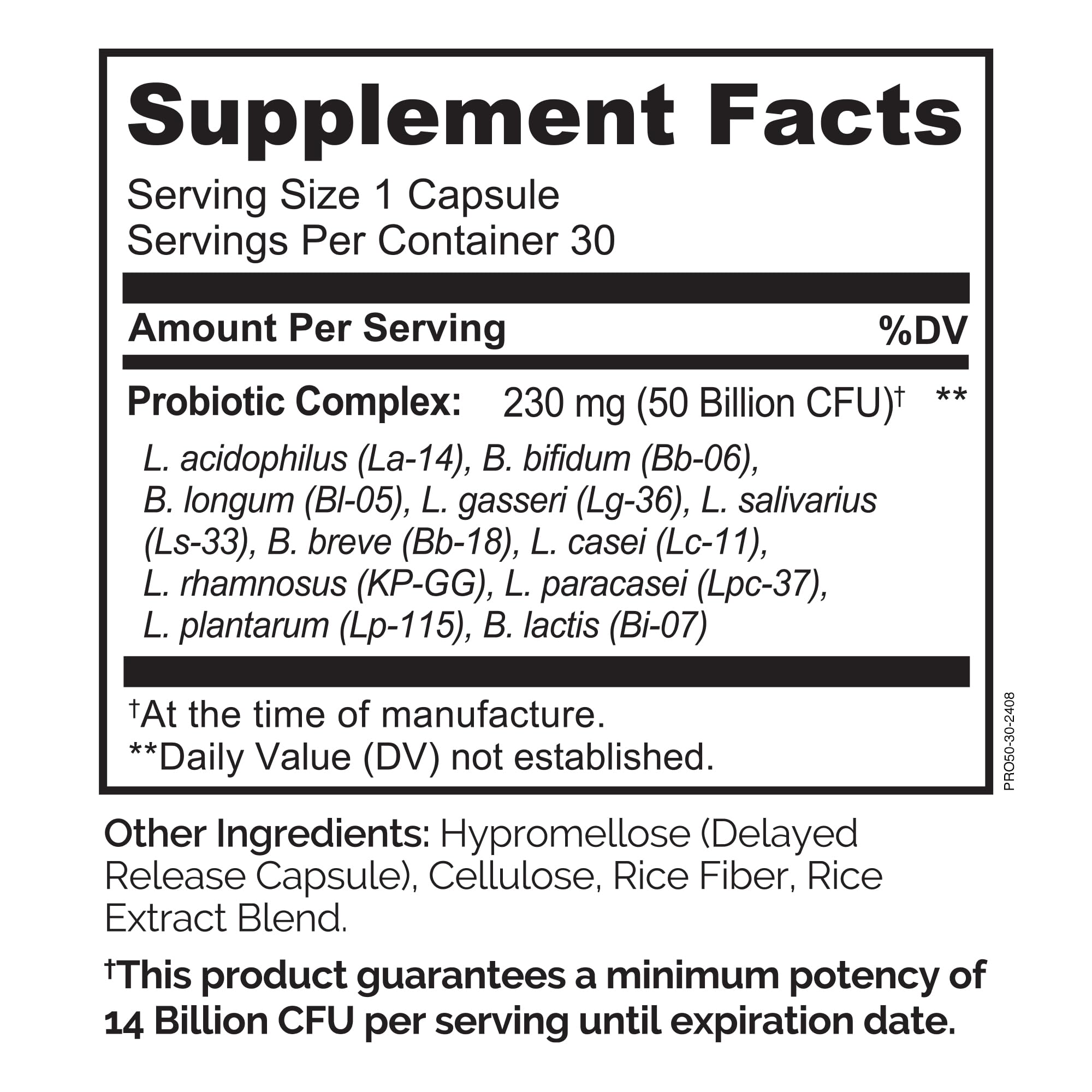 NATURELO Probiotic Capsules 60 Count back view