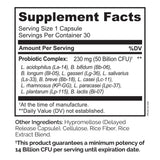 NATURELO Probiotic Capsules 60 Count back view