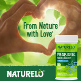 NATURELO Probiotic Capsules 60 Count opened bottle
