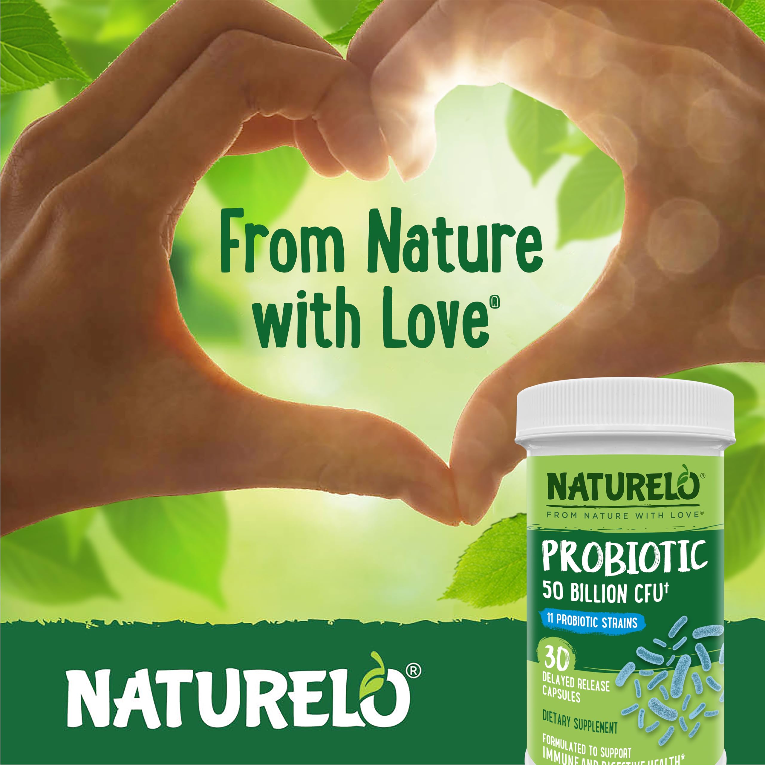 NATURELO Probiotic Capsules 60 Count packaging details