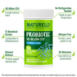 NATURELO Probiotic Capsules 60 Count side view