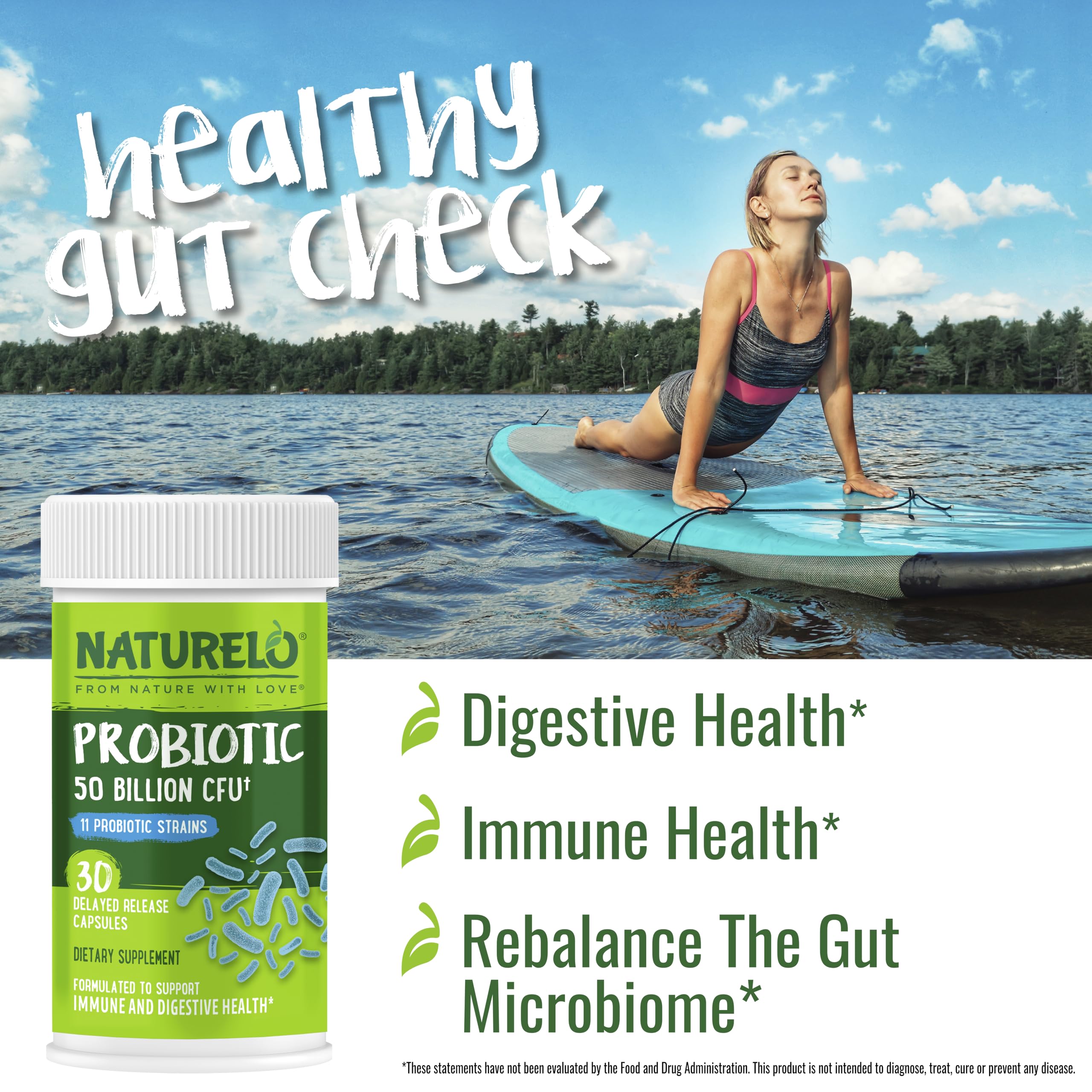 NATURELO Probiotic Capsules 60 Count with label details