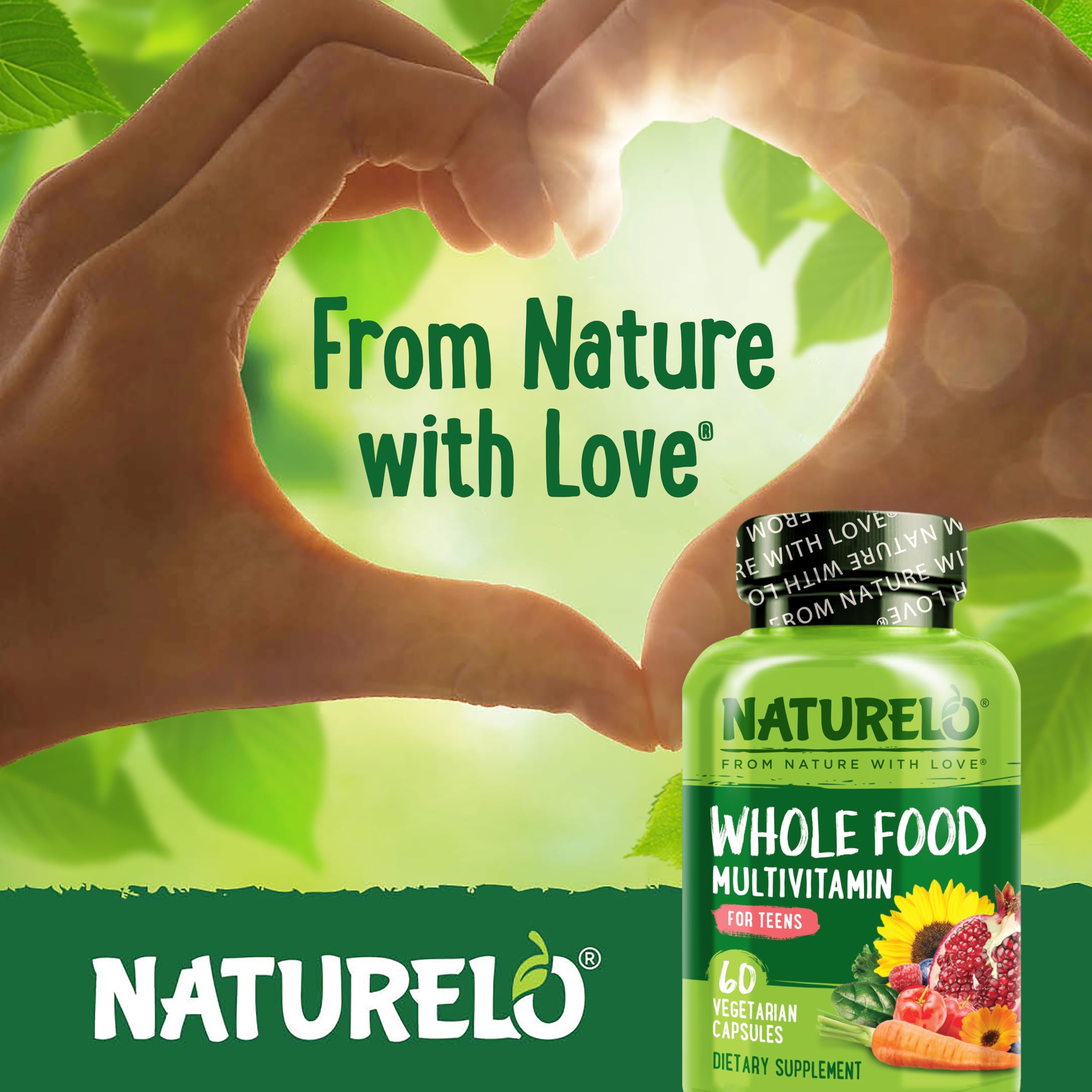 NATURELO Teen Multivitamin bottle on wooden table