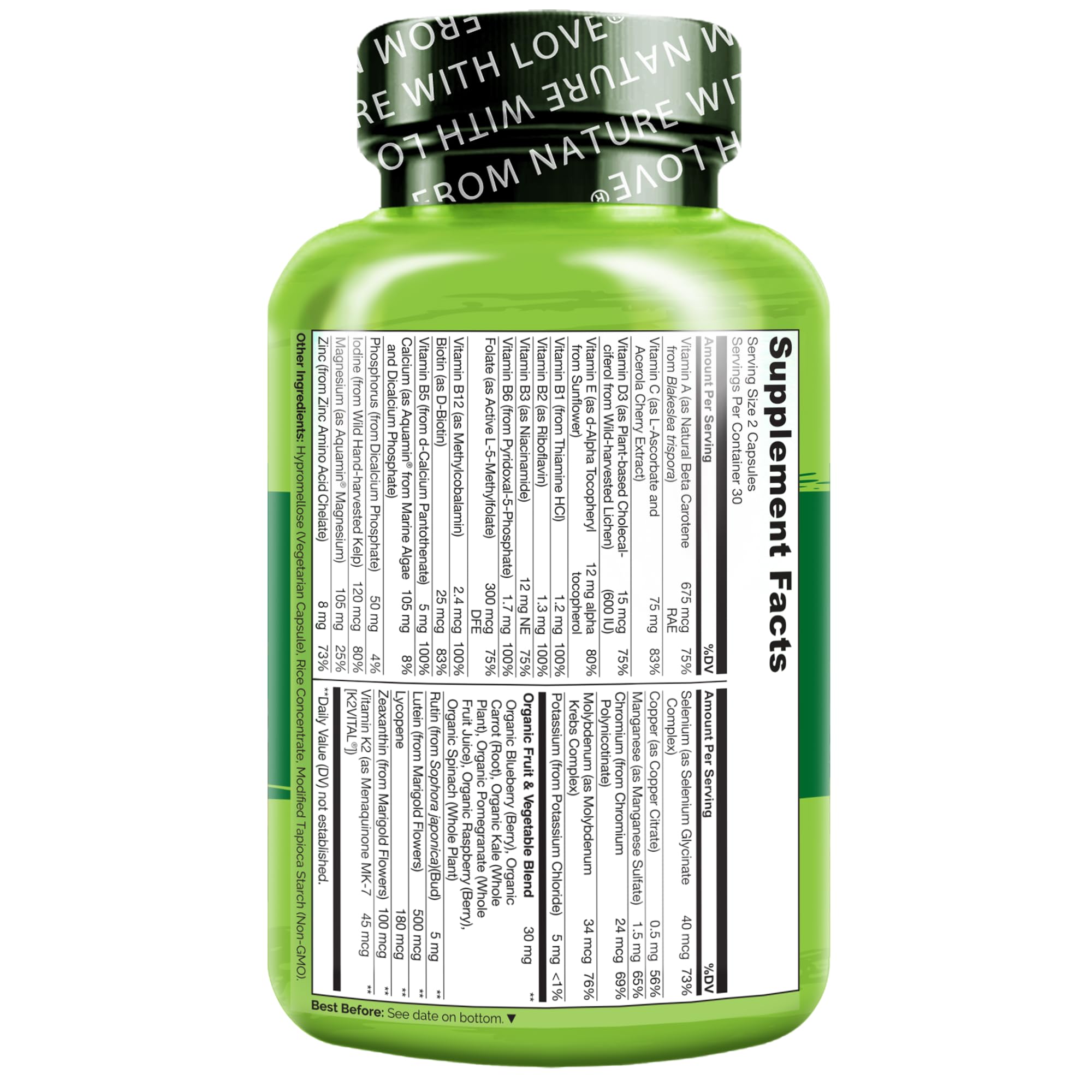 NATURELO Teen Multivitamin for Boys 12-18 bottle with capsules on a table