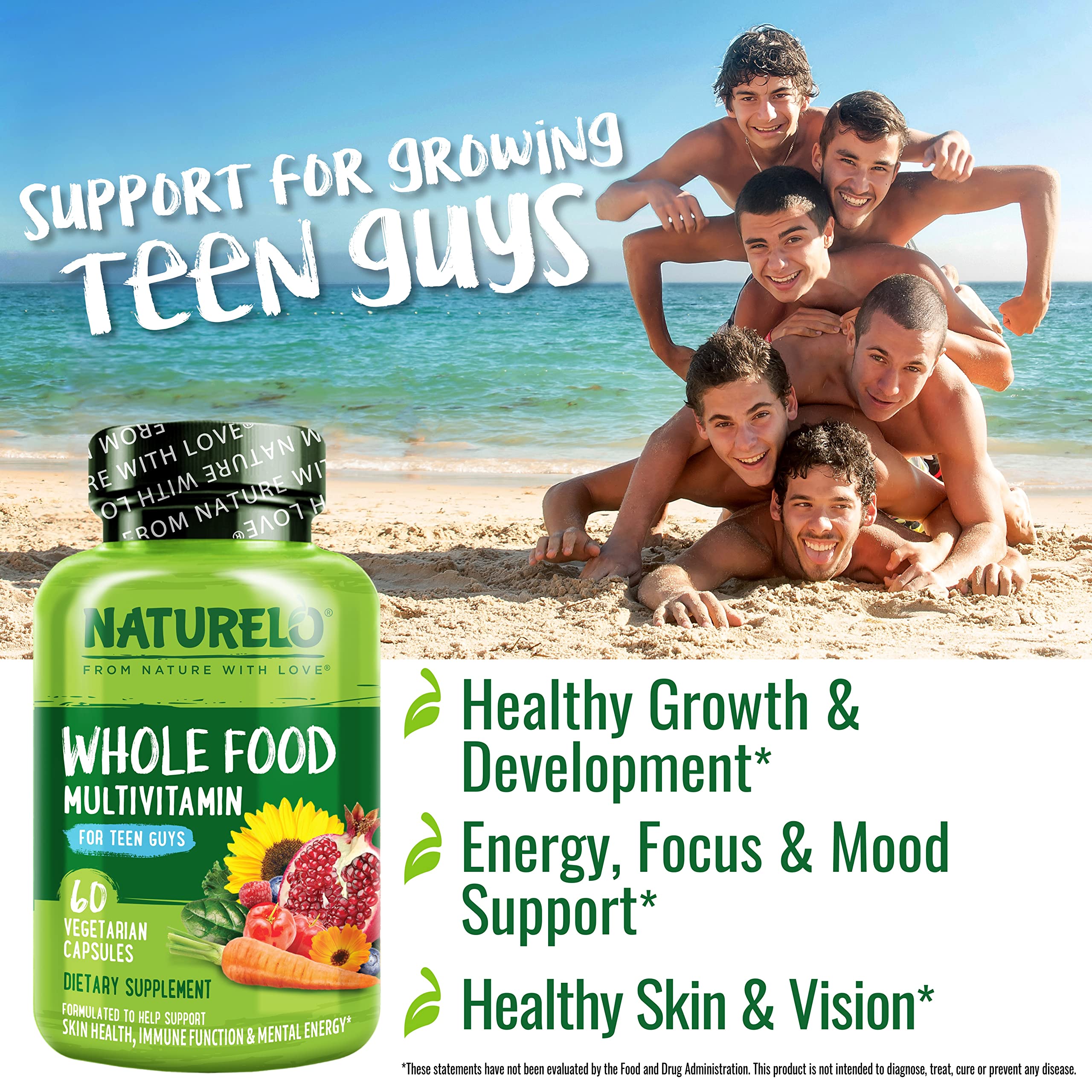 NATURELO Teen Multivitamin for Boys 12-18 nutritional information