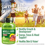 NATURELO Teen Multivitamin opened bottle with capsules