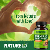 NATURELO Turmeric Joint Support Supplement on a wooden table