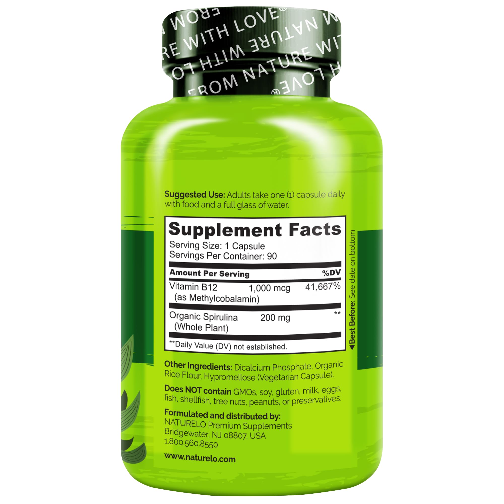 NATURELO Vegan B12 Supplement on a wooden table