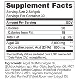 NATURELO Vegan DHA Supplement 110g packaging with softgels laid out