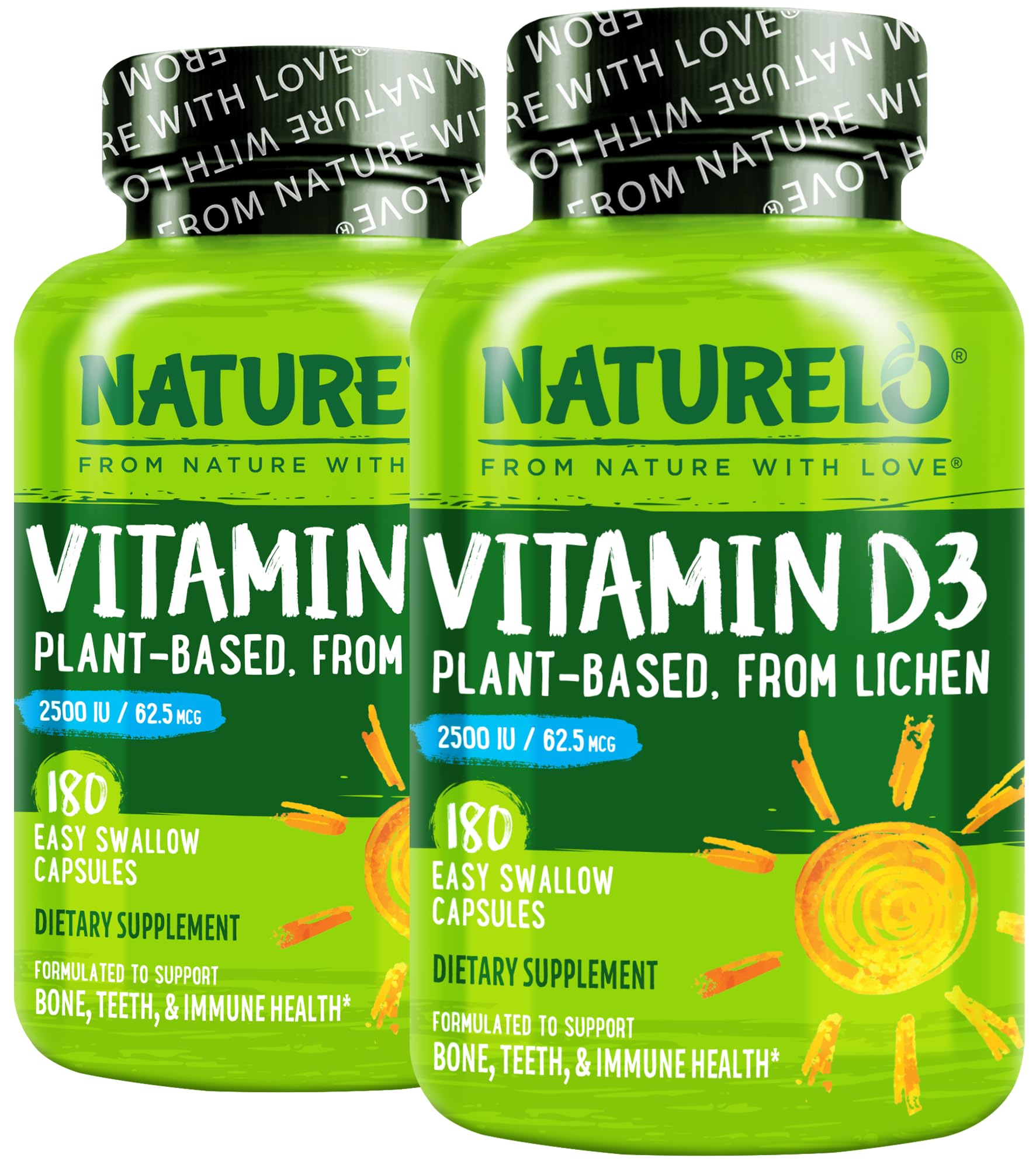 NATURELO Vegan Vitamin D3 200g front view with label
