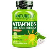 NATURELO Vegan Vitamin D3 5000 IU supplement bottle front view
