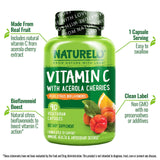 NATURELO Vitamin C Supplement 108g back view with ingredients