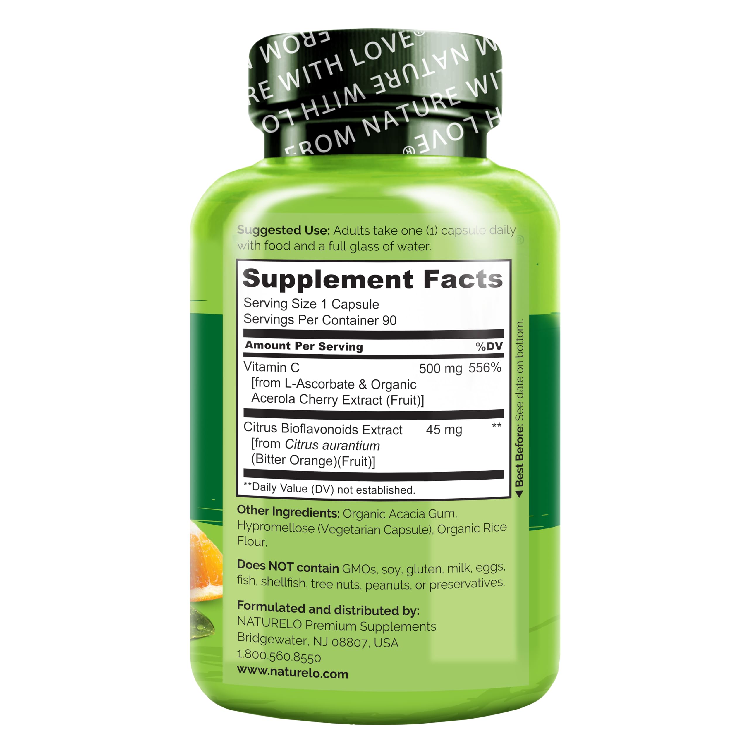 NATURELO Vitamin C Supplement 108g in a hand