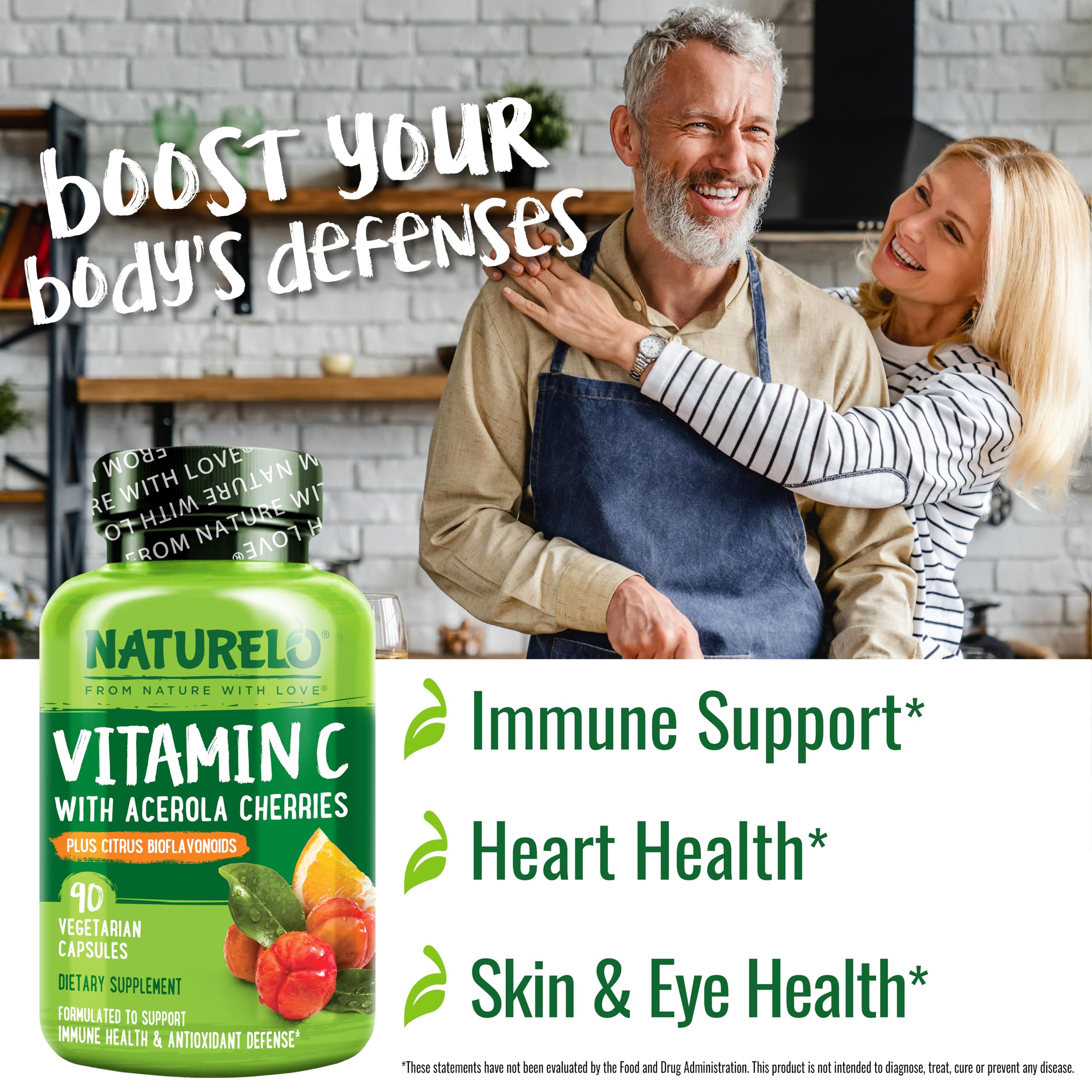 NATURELO Vitamin C Supplement 108g opened with capsules