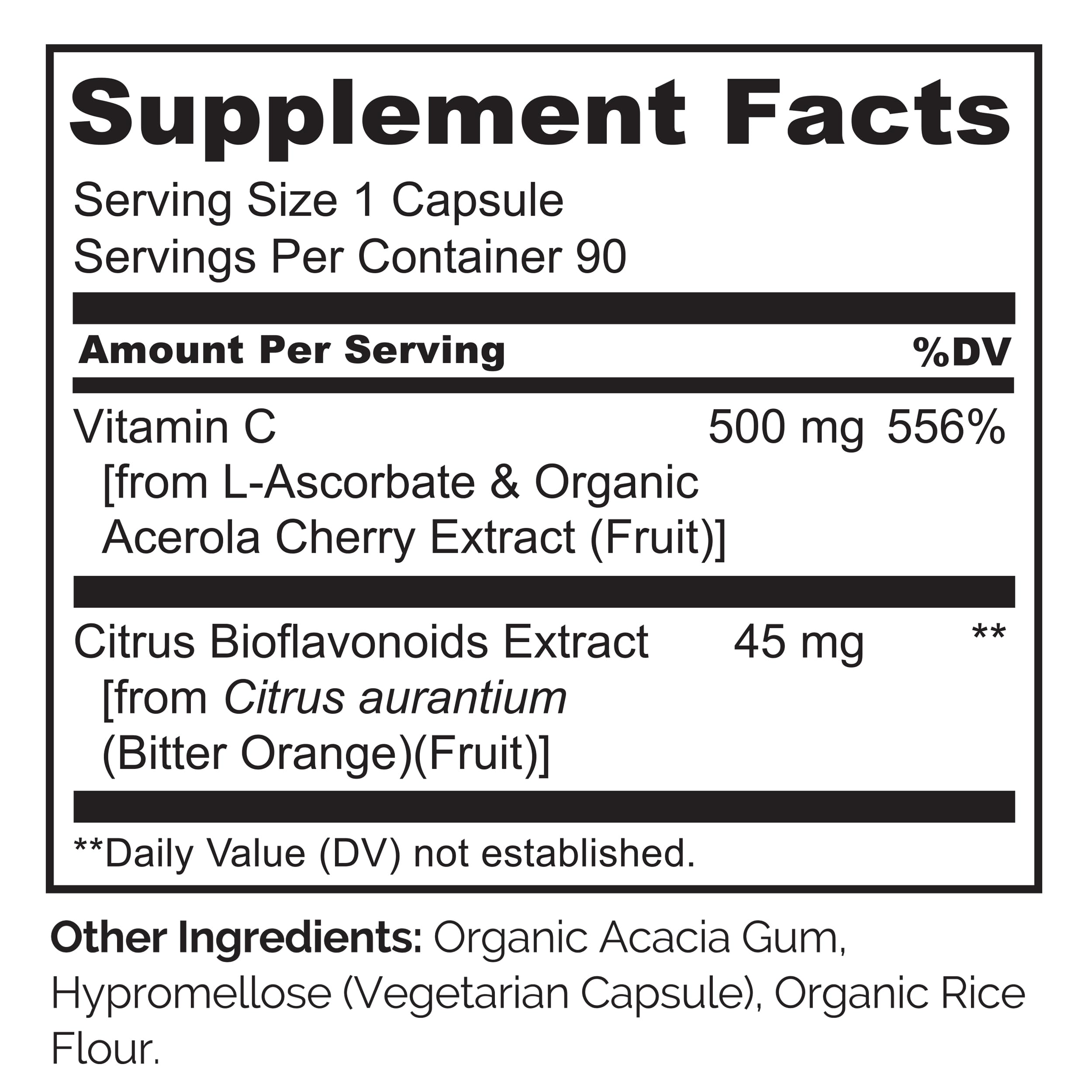 NATURELO Vitamin C Supplement 108g side view