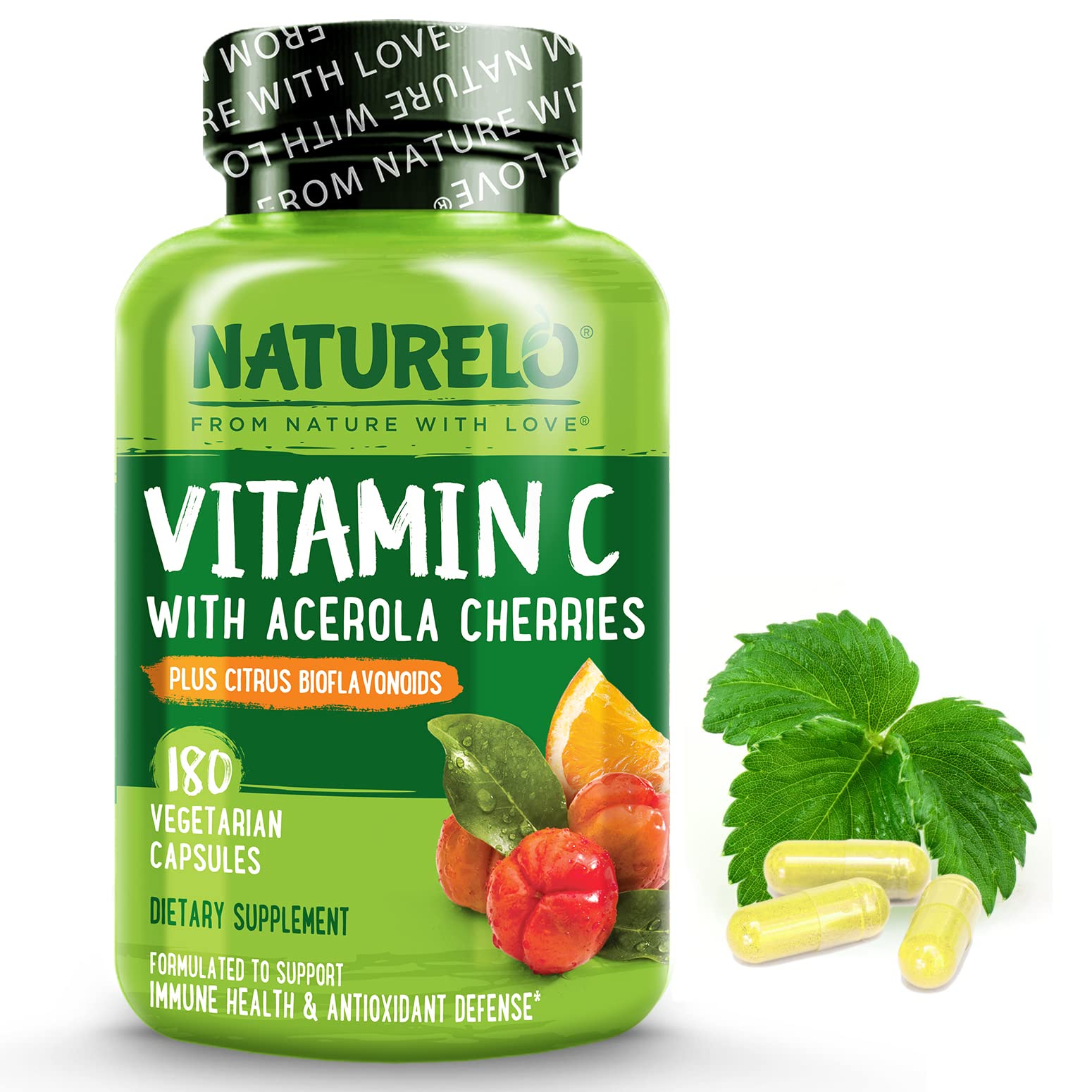 NATURELO Vitamin C Supplement 60 Capsules front view