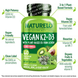 NATURELO Vitamin D3 & K2 Combination 109g capsule format