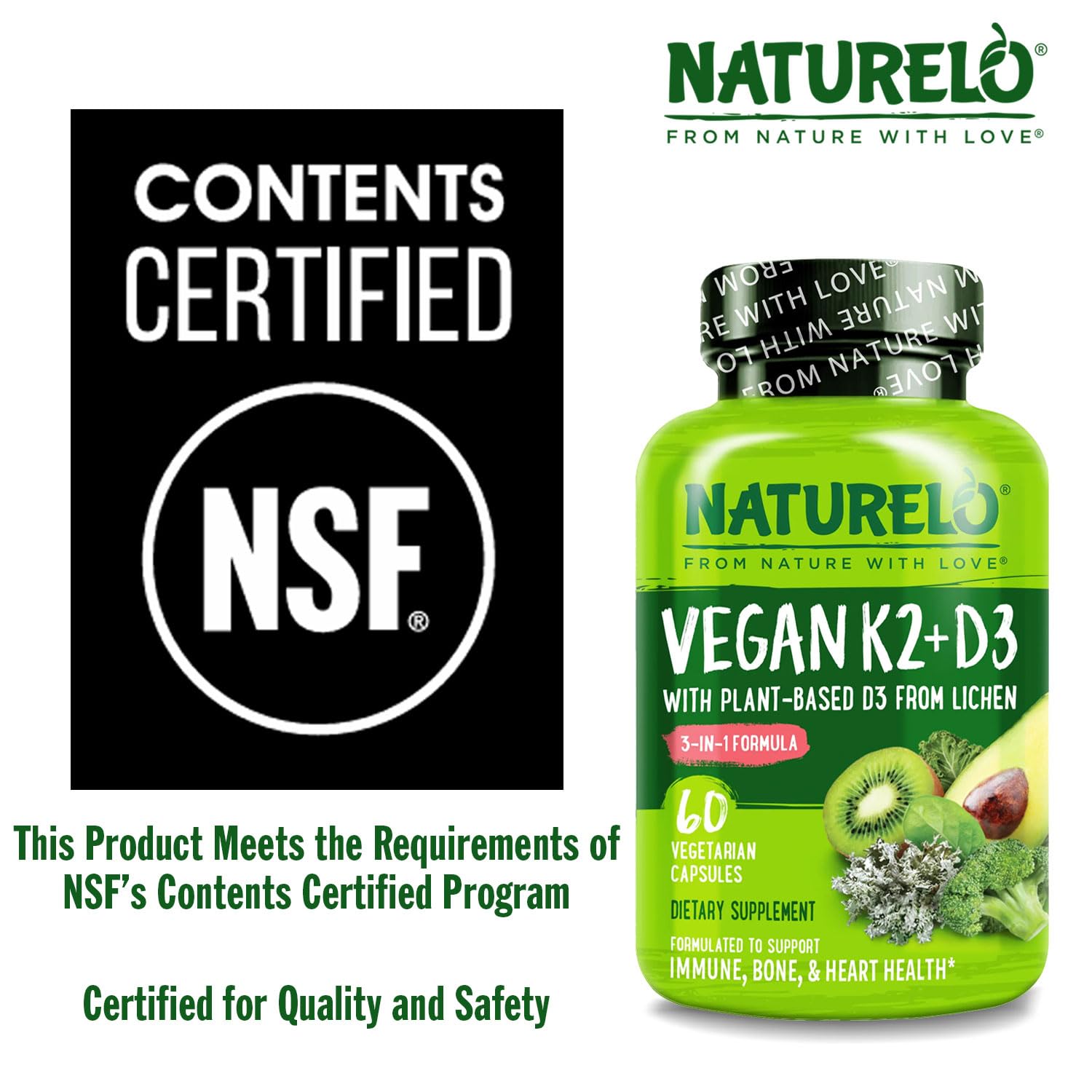NATURELO Vitamin D3 & K2 Combination 109g packaging
