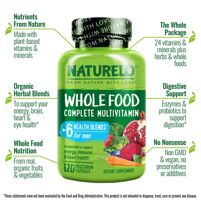 NATURELO Whole Food Multivitamin for Men 150g side view