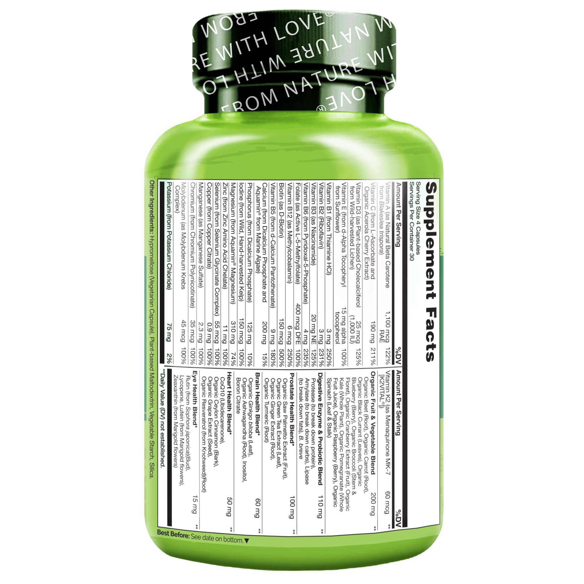 NATURELO Whole Food Multivitamin for Men on a wooden table