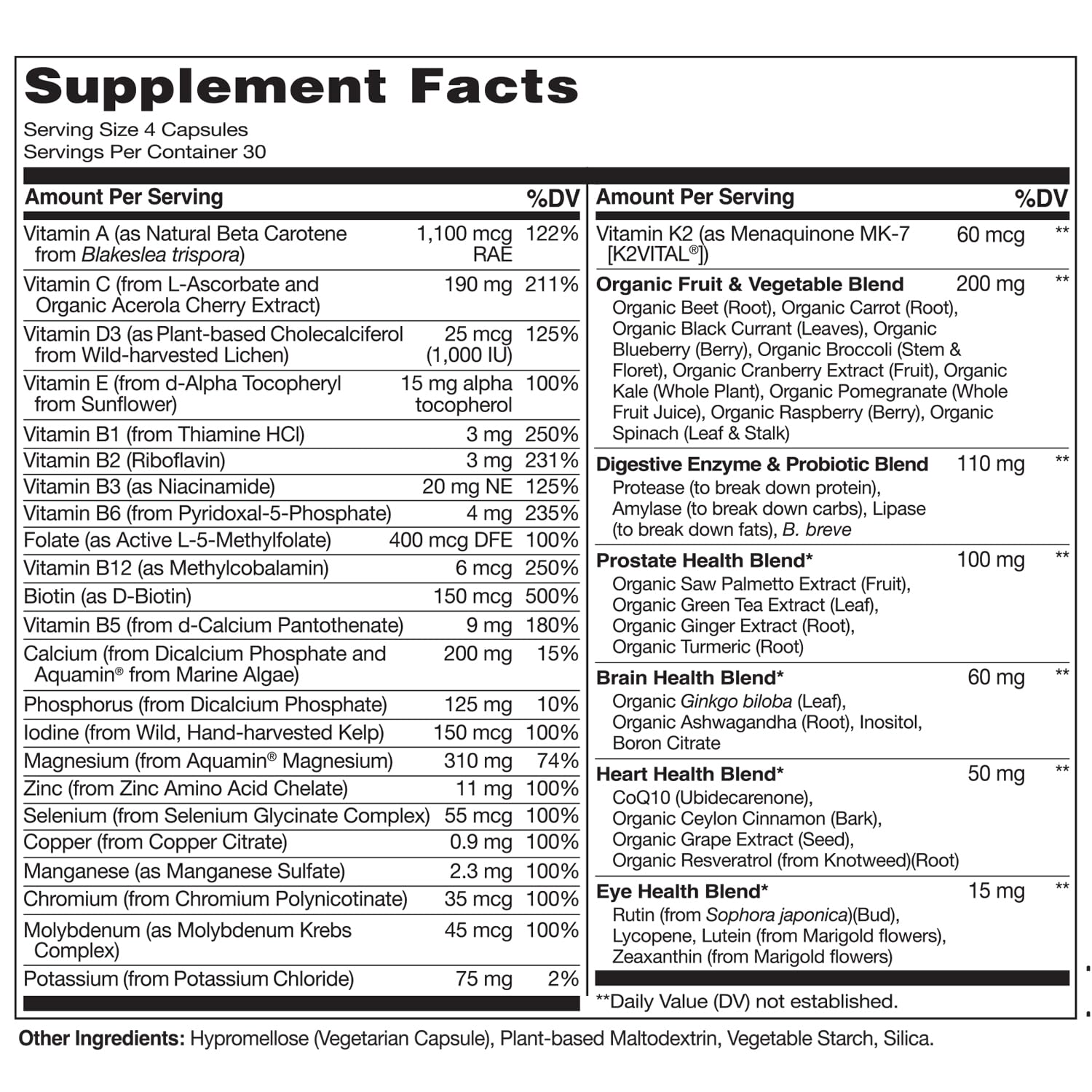 NATURELO Whole Food Multivitamin for Men with fruits and vegetables