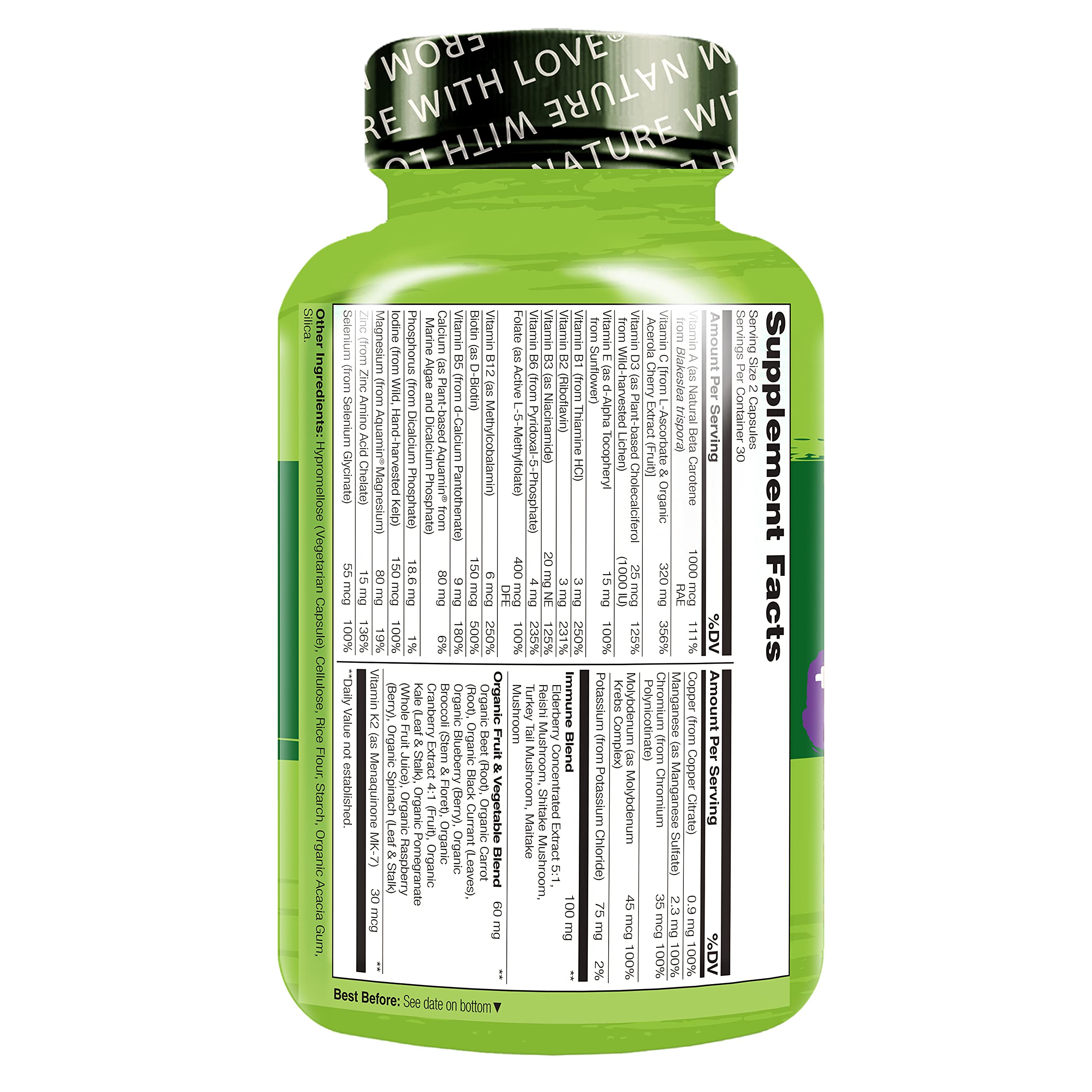 NATURELO Whole Food Multivitamin with a glass of water