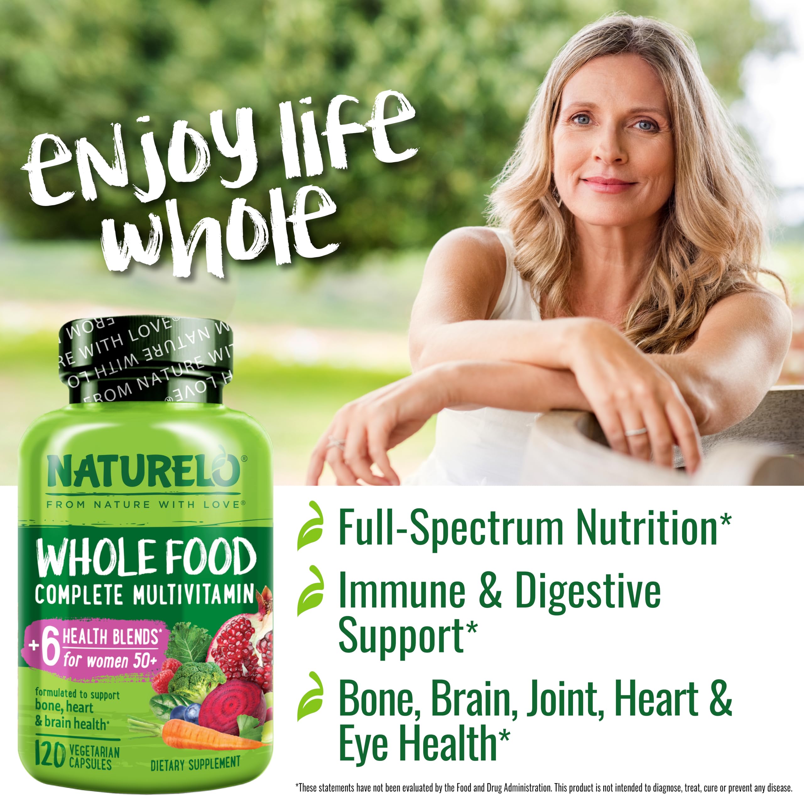 NATURELO Whole Food Multivitamins for Women 50+ packaging