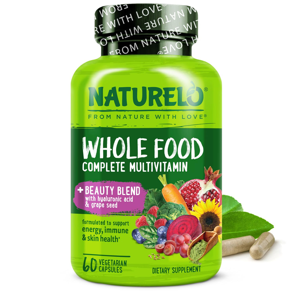 NATURELO Whole Food Multivitamins for Women front view