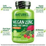 NATURELO Zinc Whole Food Complex 35mg back view with ingredients