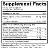 NATURELO Zinc Whole Food Complex 35mg side view showing capsule