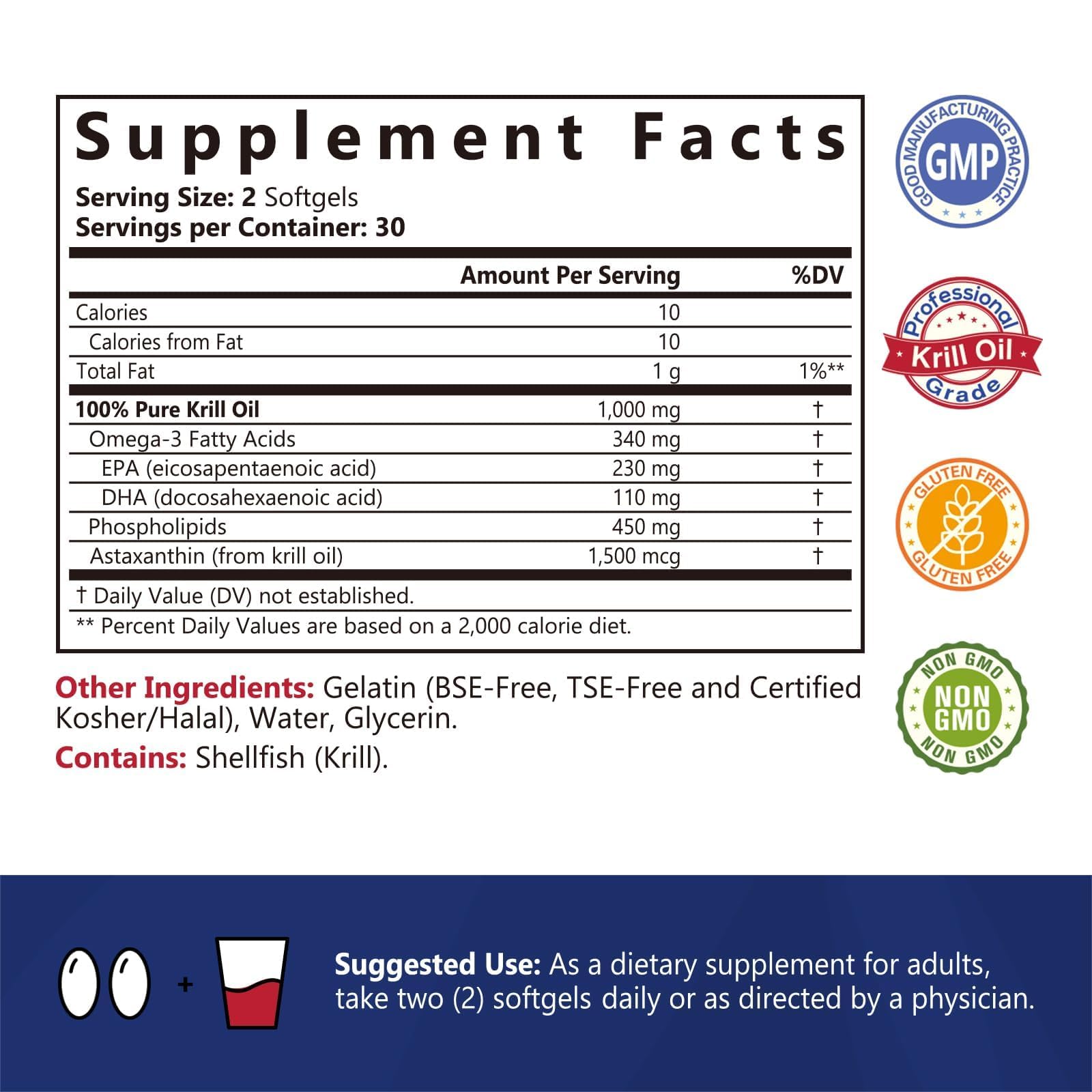 NatureMyst Antarctic Krill Oil 1000mg softgels side view