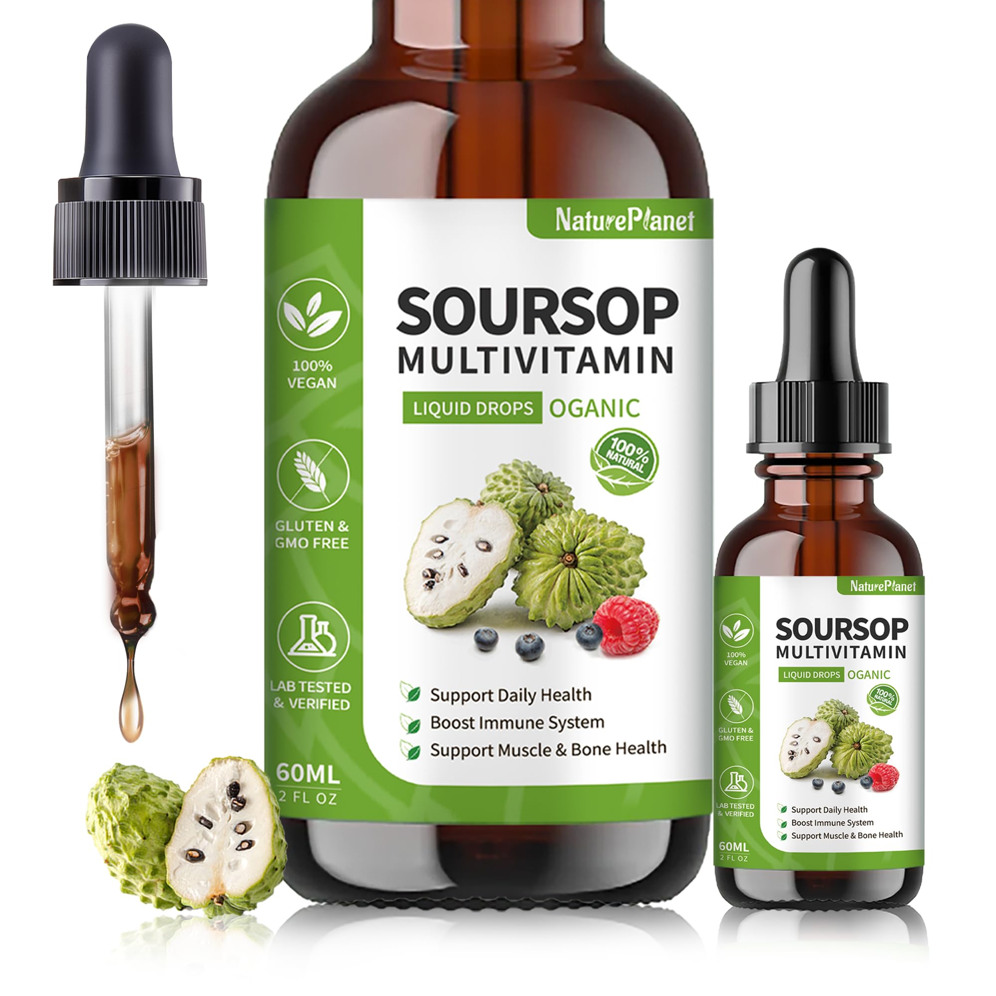 NaturePlanet Soursop Graviola Drops bottle with label