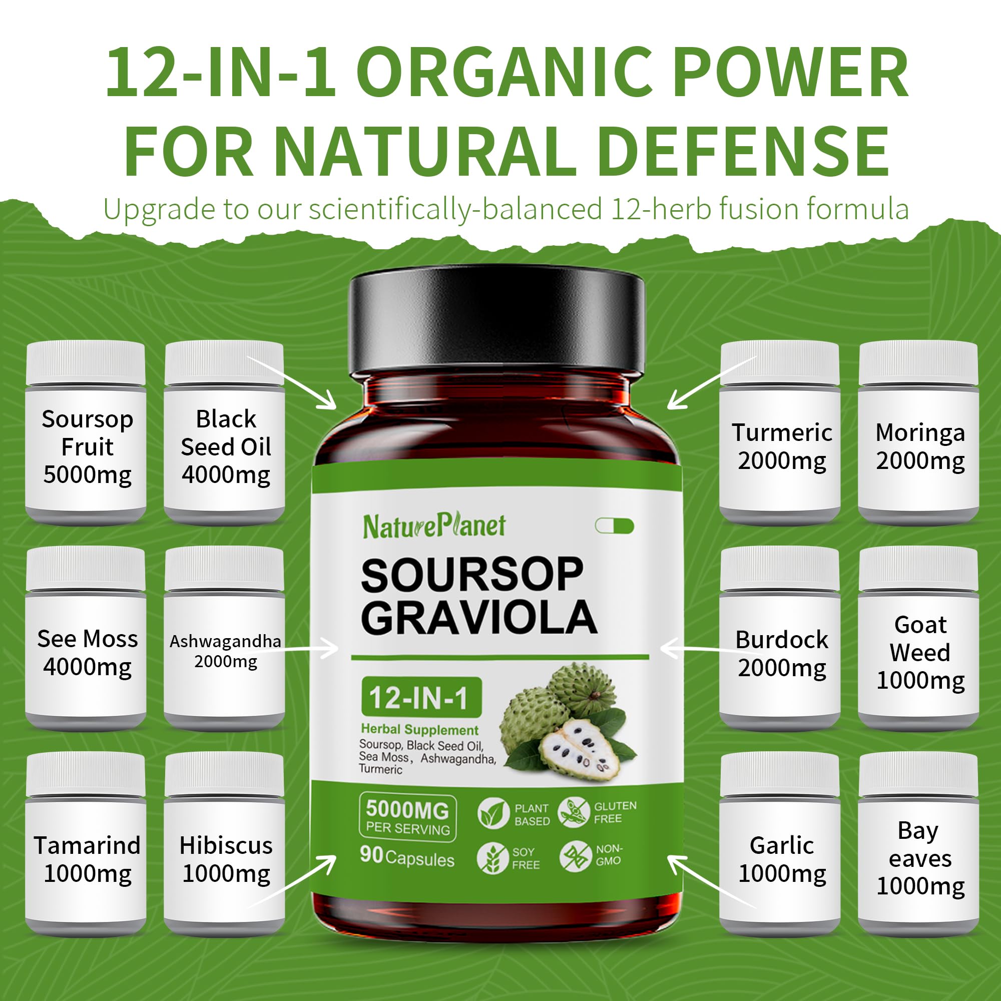 NaturePlanet Soursop Graviola Drops with measuring spoon