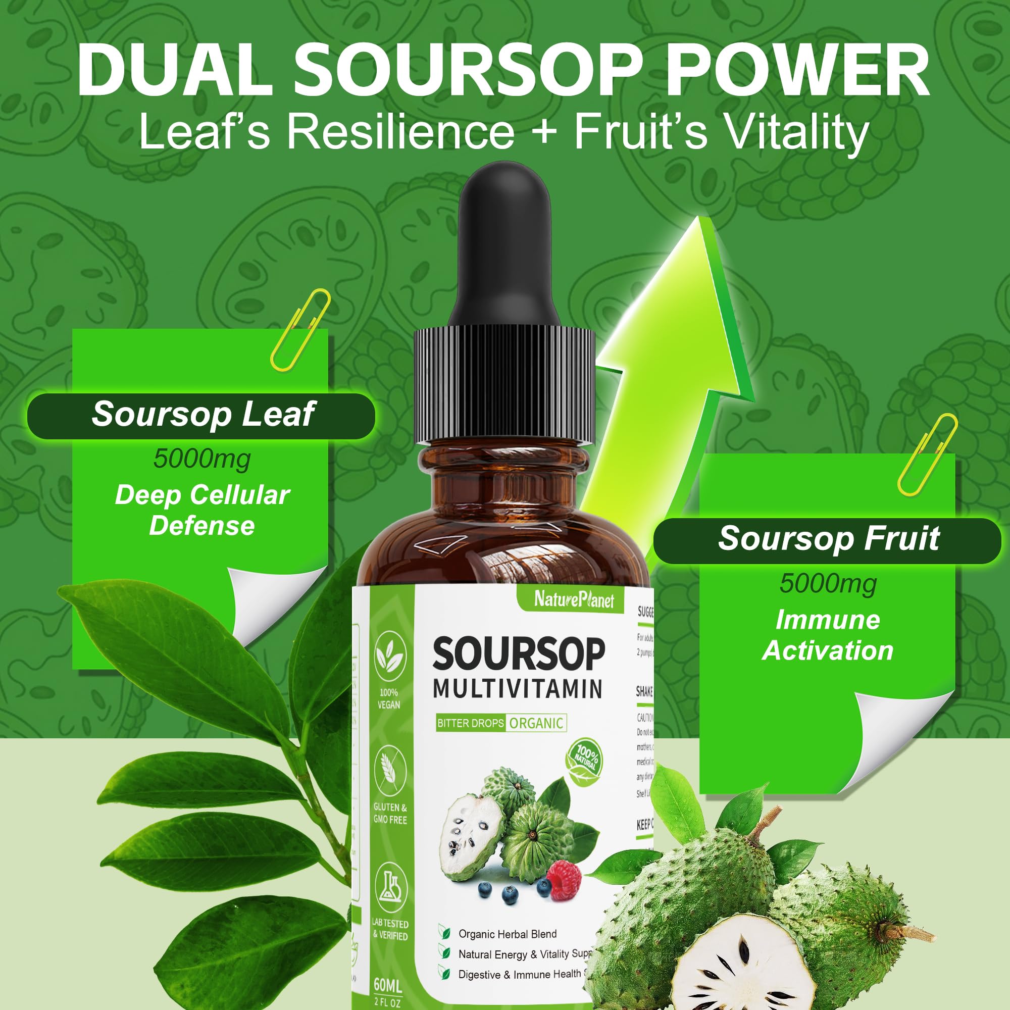 NaturePlanet Soursop Liquid Drops bottle with dropper