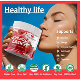 Natures Aid Colostrum Chews close-up of strawberry flavour
